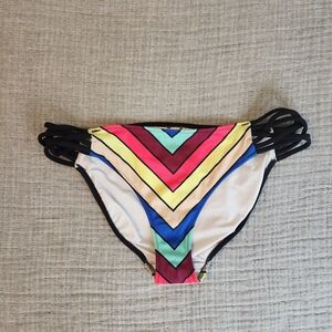 Victoria's Secret Pink strappy cheeky bikini bottoms multicolor chevron S
